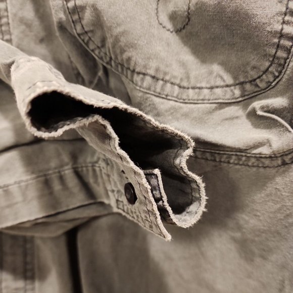 Vintage Bugle Boy Button Up Shirt Mens Large Gray Pocket Outdoor Casual Grunge - Picture 6 of 9